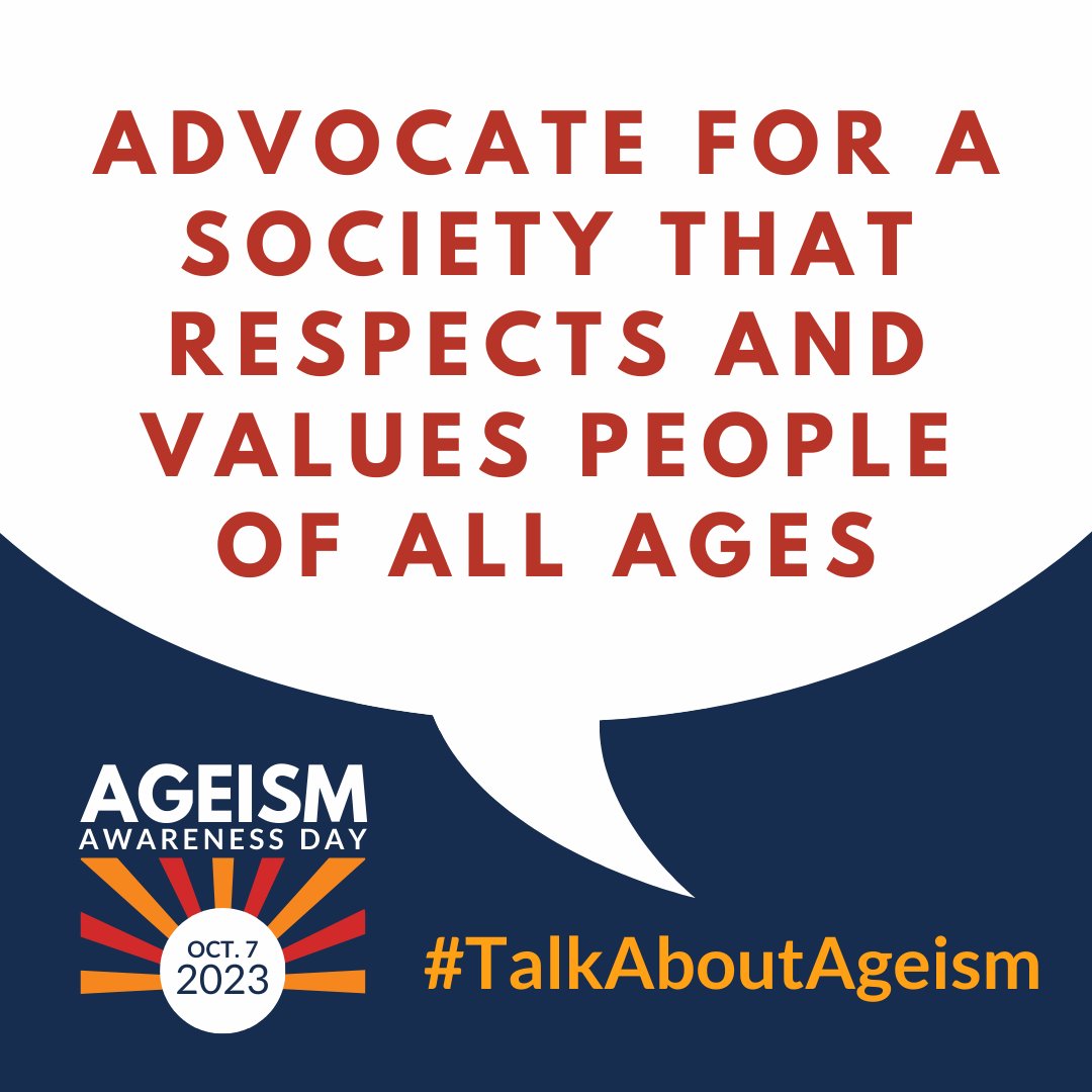 Today is #AgeismAwarenessDay! Ageism Awareness Day is an opportunity to draw attention to the impact of ageism in our society and how we can reframe aging in our communities. #TalkAboutAgeism