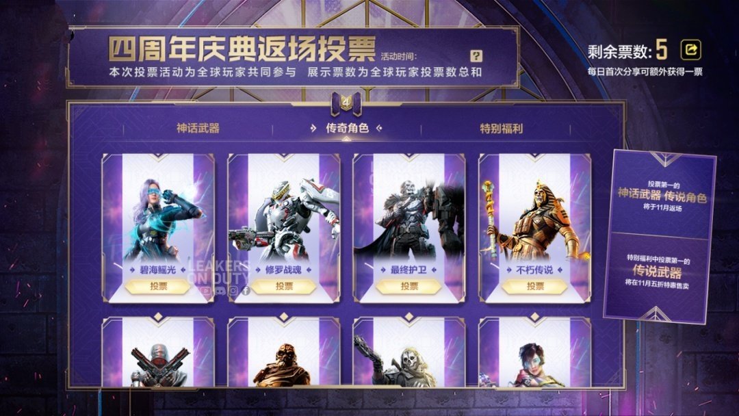 official28973's tweet photo. Anniversary Voting Part 2

Mythic weapon and Legendary Character with most votes will receive a rerun draw.

Which weapon/character are you voting for?

#callofdutymobile #codm #codmobile https://t.co/SKHWBsSCl3