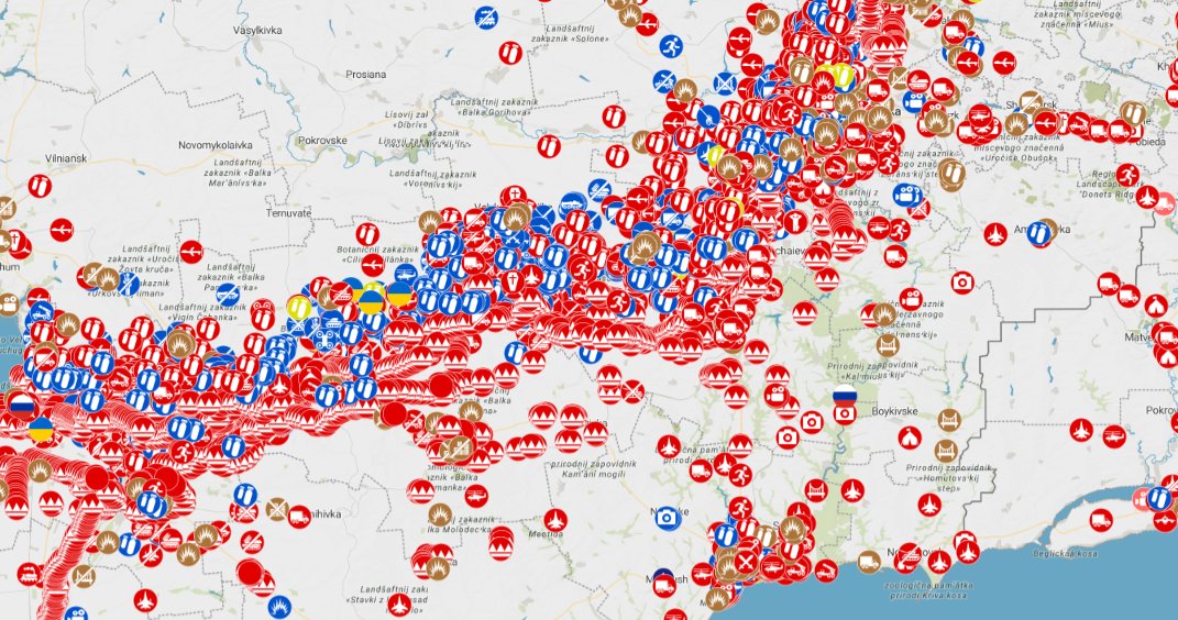 GeoConfirmed's tweet photo. @DonaldJTrumpJr I forgot to add the map pictures. So you can see at least something.

Every icon has his geolocated footage (unless the original account is deleted) in it with a hyperlink --> click on an icon.
So what you see in the video has happened on that location. https://t.co/MlFJ6q3ZKA