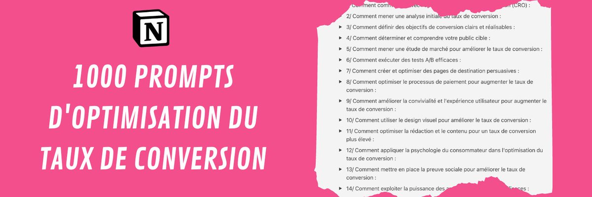 Des boutiques e-commerce font 100,000 €/mois avec ChatGPT.

Mais peu de gens savent comment faire...

Voici 1000 prompts pour doubler ton taux de conversion. 📈

10 € de base, offert pendant 24 heures !

Pour l'obtenir ⬇️

- Follow (pour DM)
- Fav + RT
- Commente "GPT"