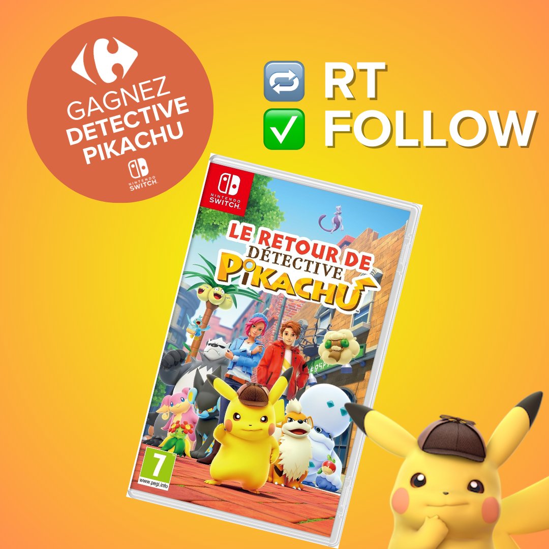 [JEU CONCOURS] Pika Pika ⚡ On vous fait gagner le Retour de Détective Pikachu sur #Switch 🎮

Pour participer ➡️ RT + FOLLOW 🤞 #DetectivePikachuReturns 

Les 3 gagnants seront tirés au sort le 13/10 🍀