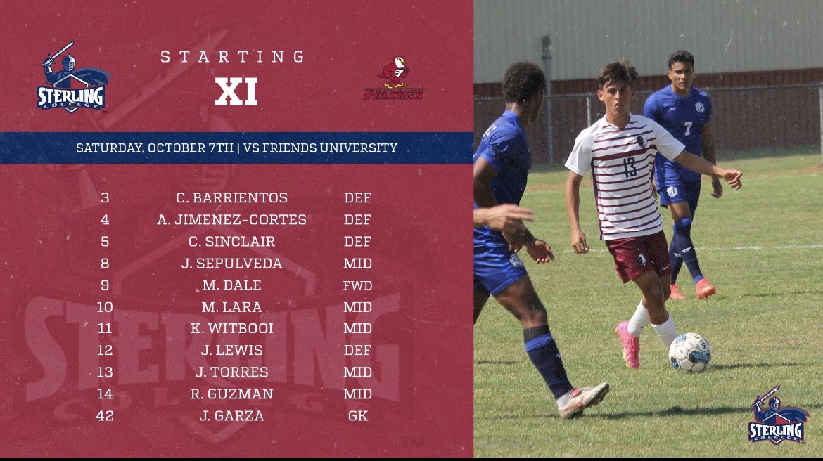 SterlingMsoccer's tweet photo. Starting Lineup vs Friends University #SwordsUp ⚔️⚽️ https://t.co/1q7dAk4UT1
