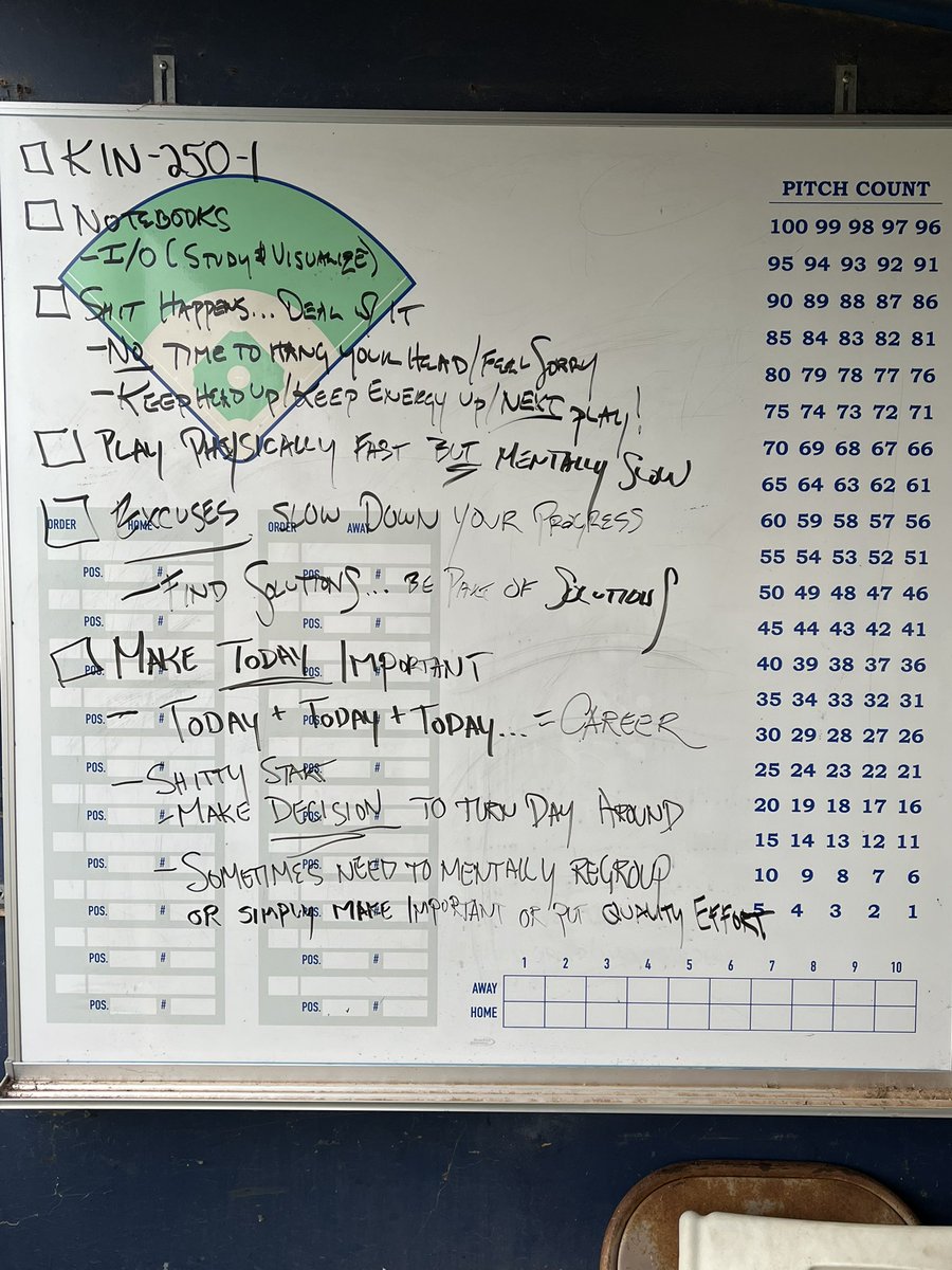 32DHY's tweet photo. Been writing my notes for practices and scrimmages in the dugout. Even the worst practice days can be productive ones. Always teaching. https://t.co/PuNFs8Ikem