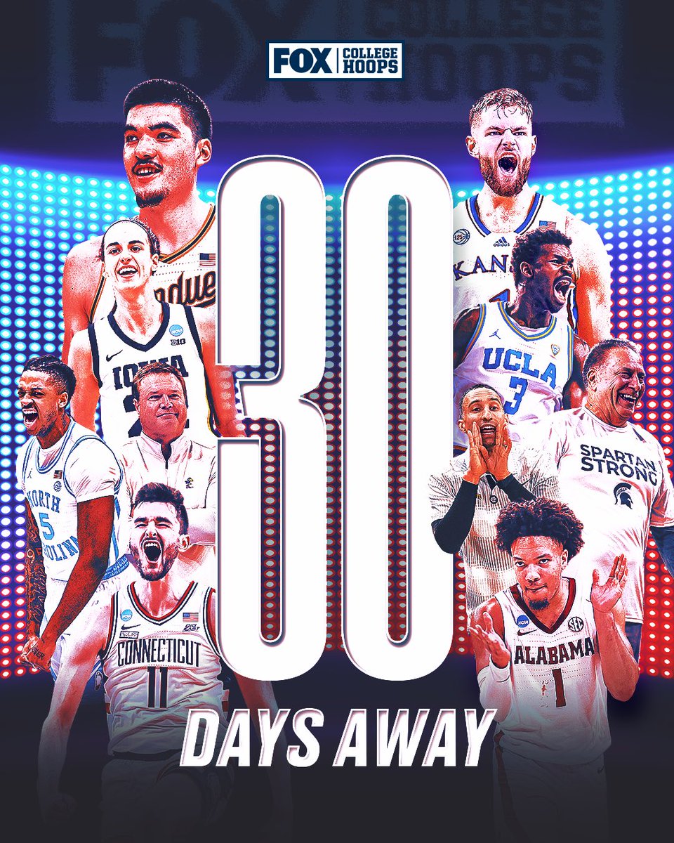CBBonFOX's tweet photo. 30 DAYS UNTIL COLLEGE BASKETBALL IS BACK!! 💥🙌 https://t.co/nAfv2OPp4s