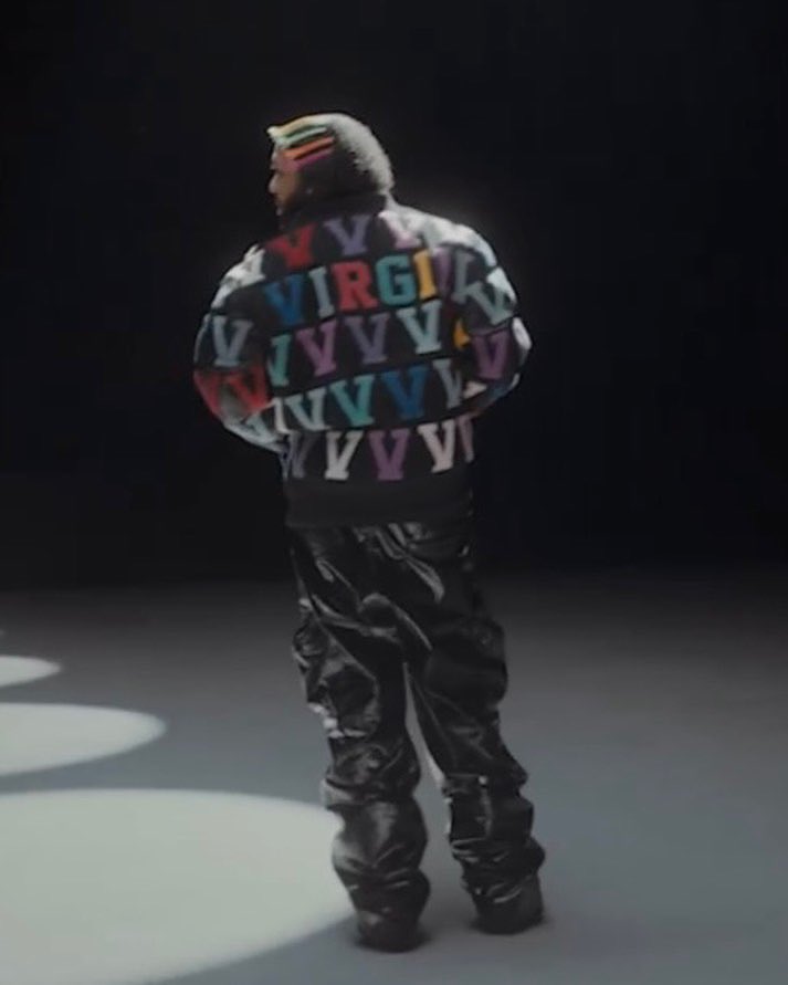 LKI295THREADS's tweet photo. Allow us to get you familiar with a fun fact, the jacket worn by Global artist @champagnepapi in his latest video for “8am in Charlotte” was designed to pay tribute to the great designer #virgilabloh 🕊️ https://t.co/B0kBskSlCl