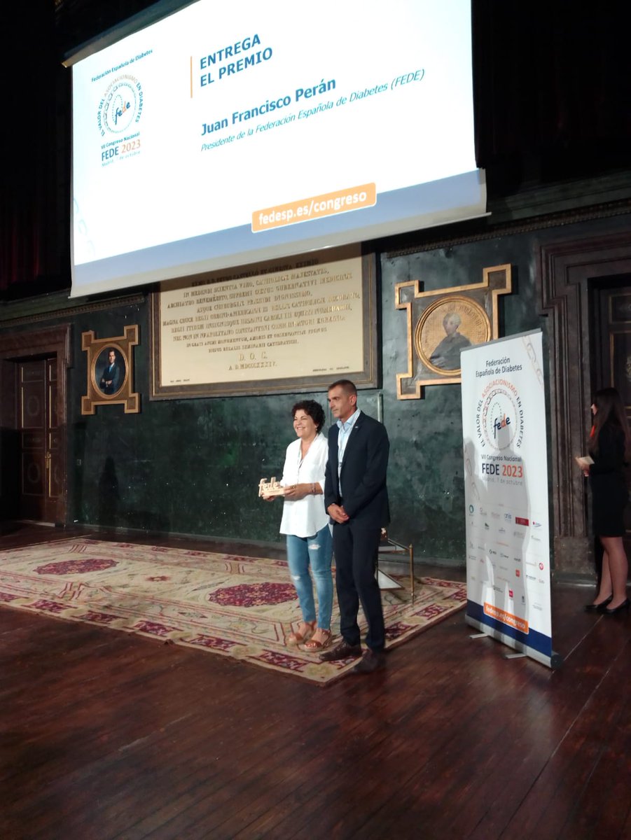 FEDE_Diabetes's tweet photo. 🏆 @Adigran recibe el premio en la categoría "Asociación de diabetes" por su proyecto DiabeteSwim&amp;Run, centrado en la visibilización del deporte como parte imprescindible en el control y la prevención de la diabetes.
¡Enhorabuena! #VIICongresoFEDE https://t.co/2GAMASToJX