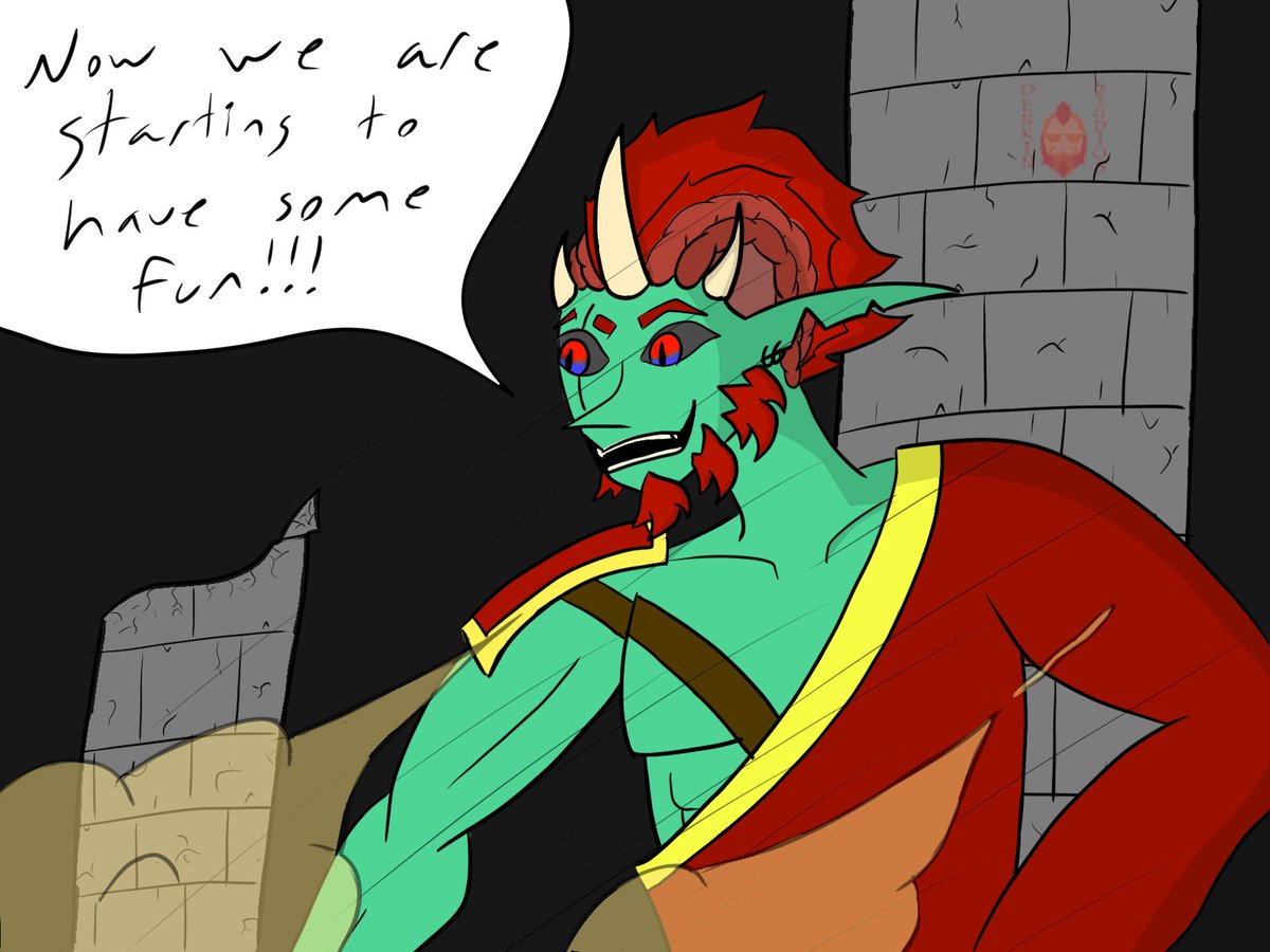 CrayZGingy's tweet photo. Continuing my journey into art and drew a possible panel concept for a comic series I would love to produce for everyone. A story of a land being taken over by Choas! Who is Gingy fighting?!

#DenkinArt #Art #DenkinStudios #DigitalArt #CSP #webcomic #comic #DigitalArtist #artwork https://t.co/ye43Ws5xpY