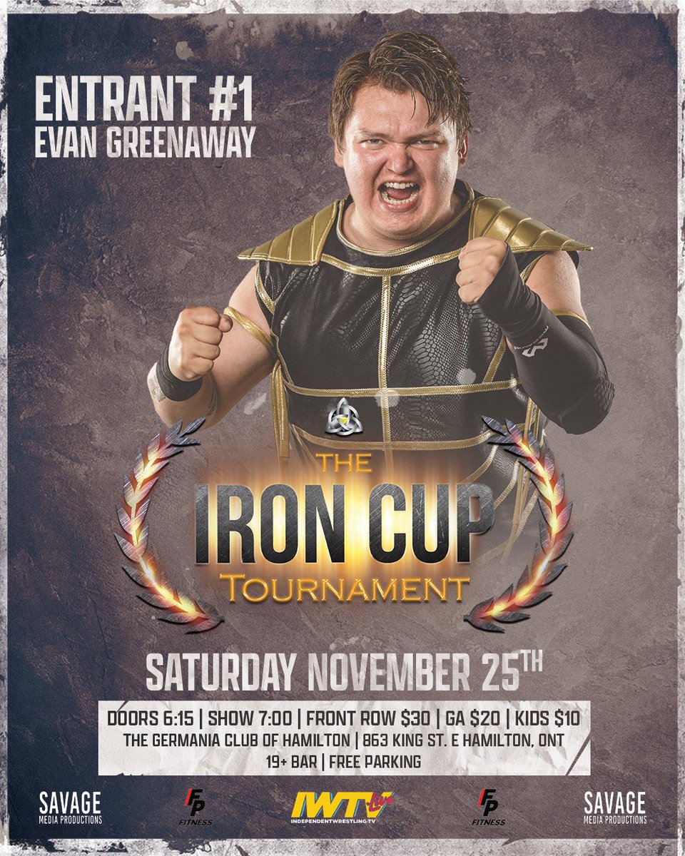 🌐#ANNOUNCEMENT🌐

Former #OpenweightChampion & The 2022 #IronCup Winner @EvanGreenaway makes his RETURN to #PWO Nov 25th & is Entrant Number 1 in The #IronCupTournament!

Tickets On Sale Now!
Secure Yours To Be Apart Of The Biggest PWO Event Of The Year!

eventbrite.ca/e/5th-annual-i…