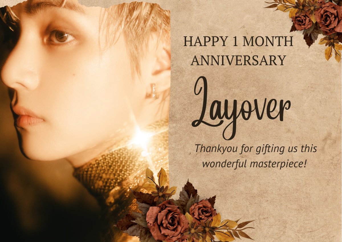 Happy 1 month anniversary to our comfort album “Layover” which warms our heart and gave us lots of beautiful memories. Thank you Taehyung for gifting us your masterpiece legendary work, we are proud of you💜

TIMELESS LEGEND V 
#1monthwithLayover
#태형아_레이오버선물해줘서_고마워
