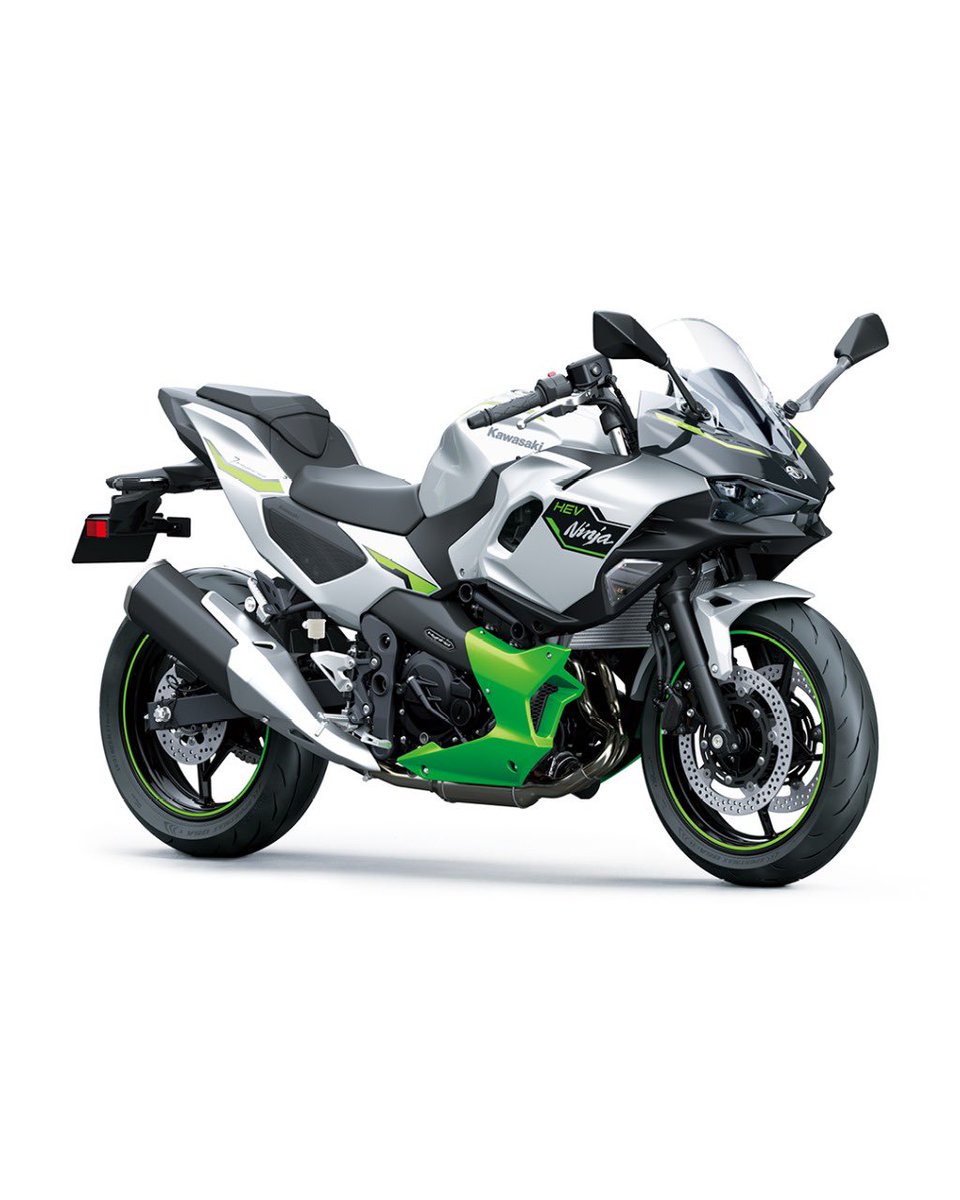 BenGracias's tweet photo. The Kawasaki Ninja 7 Hybrid is the world's first hybrid motorcycle. It has a 451cc parallel-twin motor mated with an electric motor offering a 59PS combined output (69PS with e-Boost). So you get the fuel efficiency of a quarter-litre motorcycle with performance way above it. https://t.co/gcYyZKboea