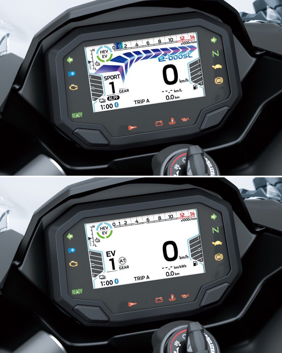 BenGracias's tweet photo. The Kawasaki Ninja 7 Hybrid is the world's first hybrid motorcycle. It has a 451cc parallel-twin motor mated with an electric motor offering a 59PS combined output (69PS with e-Boost). So you get the fuel efficiency of a quarter-litre motorcycle with performance way above it. https://t.co/gcYyZKboea