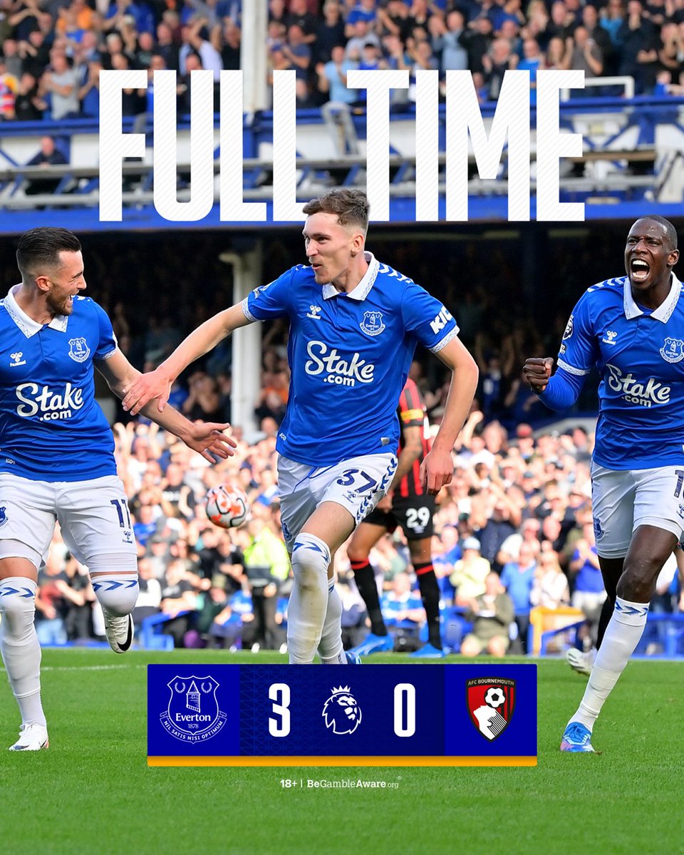 FT. Three goals. Three points. UTFT! ✊

🔵 3-0 🍒 #EVEBOU