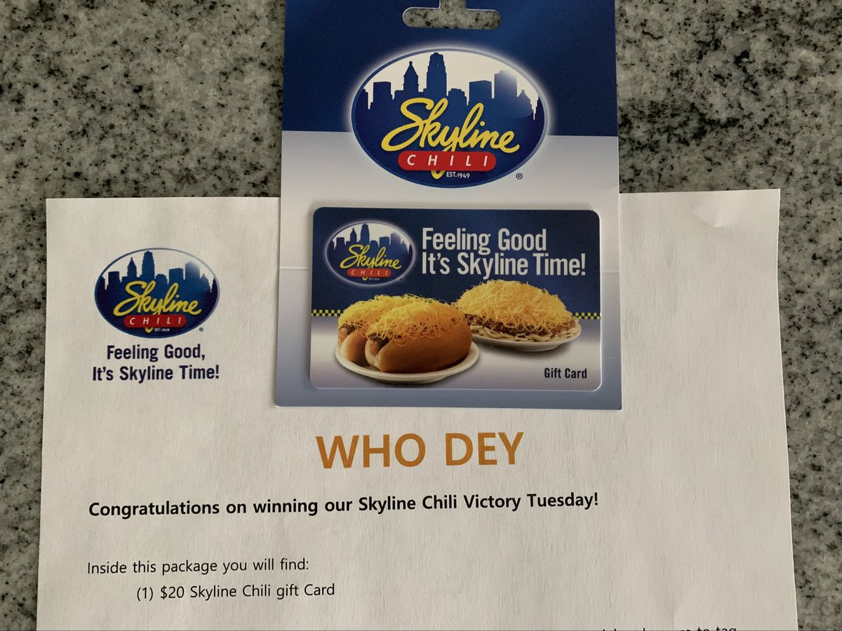 kehme's tweet photo. Thank you @Skyline_Chili for the gift! Two things I love @Skyline_Chili and @Bengals! #WhoDey #goodandhungry #skylinetime https://t.co/D3R5BCClPA