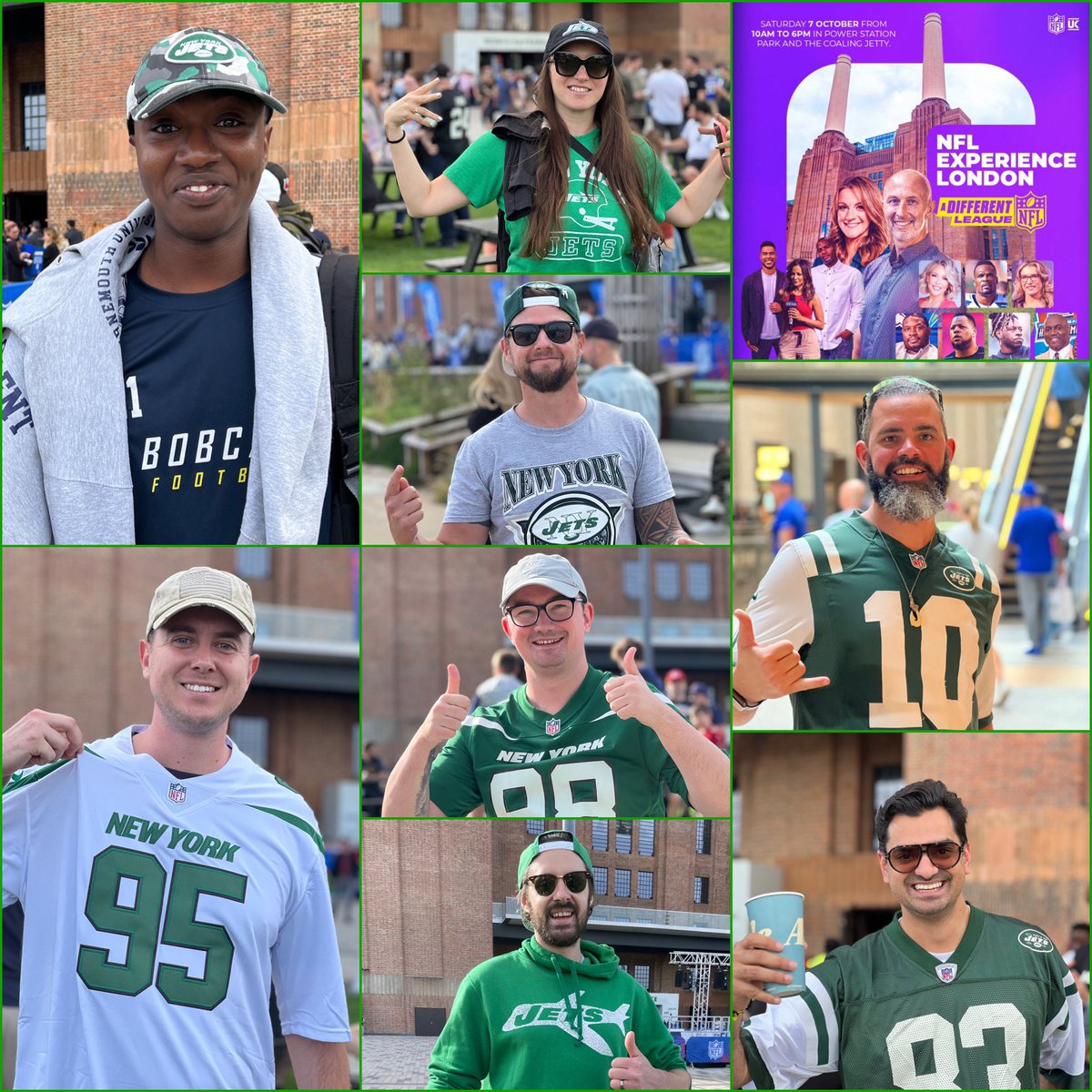 GRNSMK's tweet photo. It was amazing to see so many @nyjets fans down at Battersea Power Station today for NFL Experience London
#TakeFlight #Jets #JetsNation #NYJets #JetUp #JTFU #UKJets #NewYorkJets #NFLUK #WeTheFans #JetsTwitter #GangGreen #GGUK #OneTeamOurTeam https://t.co/BN5qiJA8xx