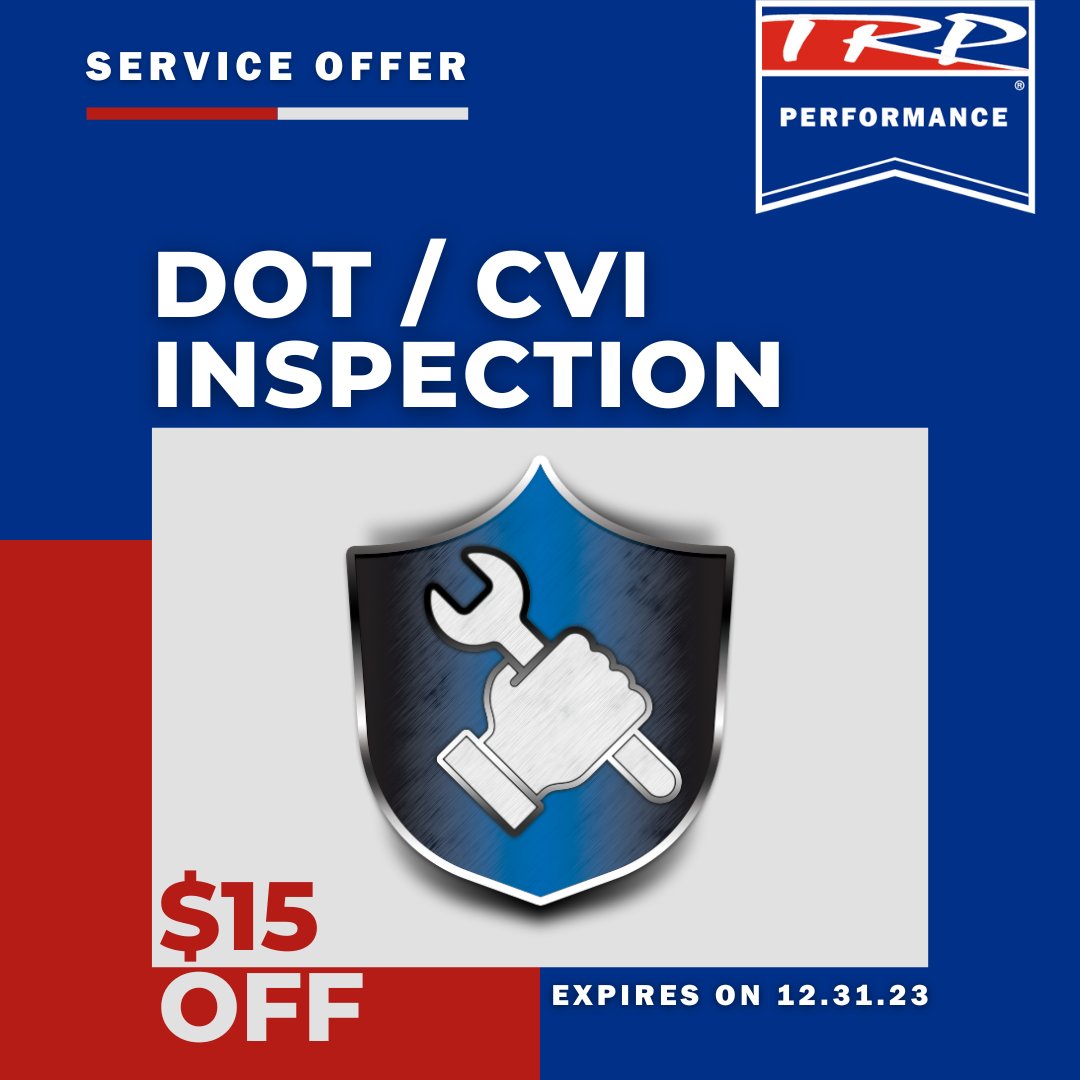 𝑺𝒂𝒗𝒆 $15 off a DOT / CVI Inspection this October with TRP® Performance. Offer ends on 12.31.2023.

Sign up today: trpparts.com/performance-me… 

#TRPParts #Trucking #TruckParts