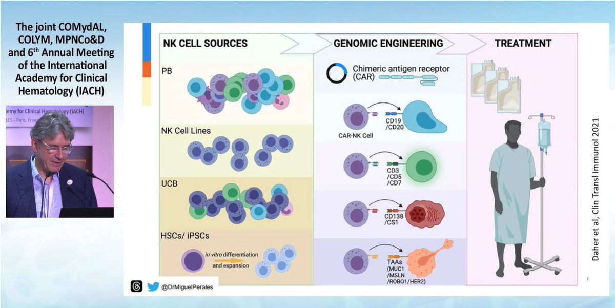 lymphomahub's tweet photo. #IACH23 | #COLYM Plenary Lecture | @DrMiguelPerales @MSKCancerCenter presented an overview of the recent advances in allogeneic CAR T. Safety and efficacy of various novel CAR T and CAR NK cell therapies for #MultipleMyeloma, T- and B-cell malignancies, and solid tumors were discussed.  #lymsm #lymphoma #TheIACH