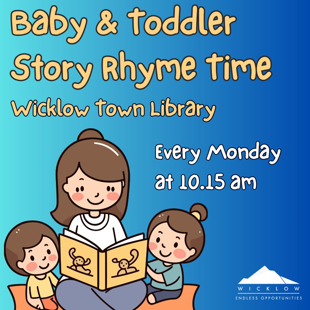 Baby and Toddler Story/Rhyme Time at #WicklowTown Library 😀 Come along for stories, music, rhymes and lots of fun! Every Monday at 10.15 am Ask at the desk, call 0404-67025, or email: Wicklib@wicklowcoco.ie #Wicklow #YourCouncil