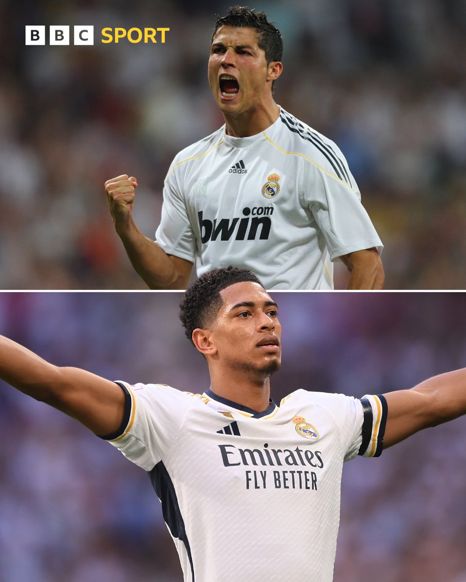 BBCMOTD's tweet photo. Jude Bellingham has scored 10 goals in his first 10 games for Real Madrid 🤯 

The last player at the club to do that was Cristiano Ronaldo! ⚽️ 

#BBCFootball https://t.co/062tsSFsbk