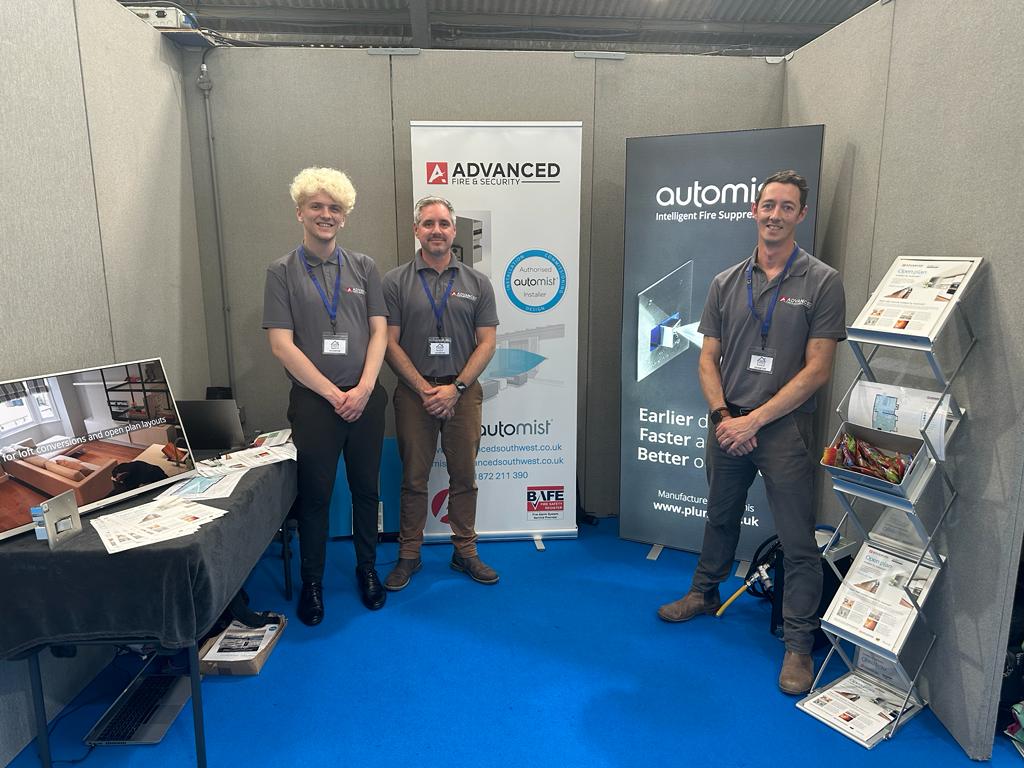 PlumisAutomist's tweet photo. We've had an excellent day supporting one of our #Automist installers, Advanced Fire &amp; Security at the @SelfBuildShow. 🏠

We'll be back tomorrow providing expert #firesafety advice to help ensure your project complies with the latest regulations.

#cornwall #selfbuild #southwest https://t.co/SwvAjeFweh