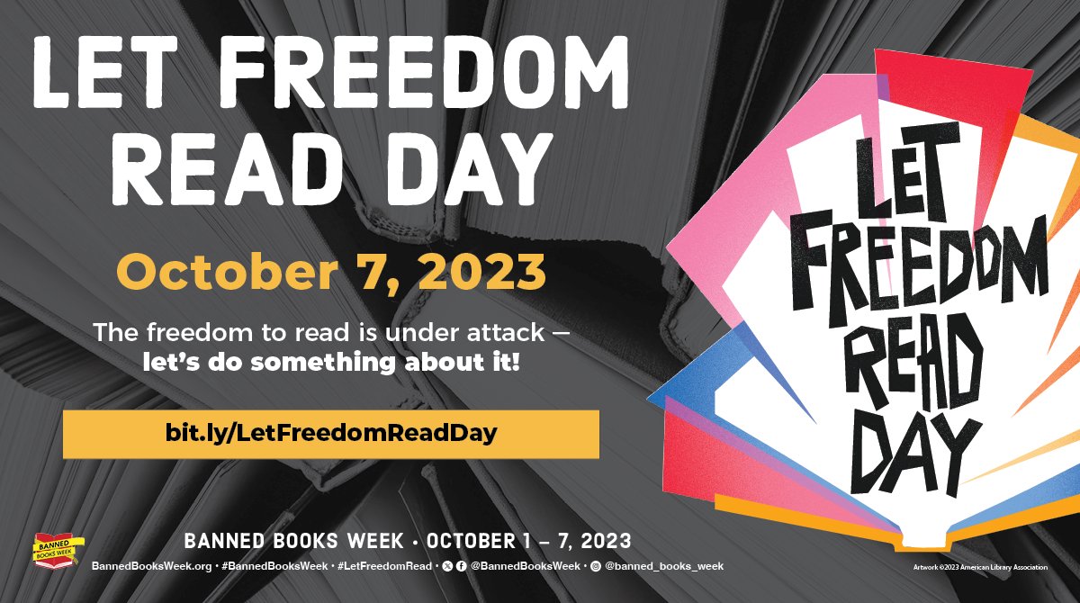 With book bans on the rise, it is essential that people do something! This last day of #BannedBooksWeek is #LetFreedomReadDay! Find ways to take action & more: bit.ly/3tkKVQV w/@penguinrandom #TheBannedWagon @newrepublic @CityLitTheater @LtlFreeLibrary @peoplefor