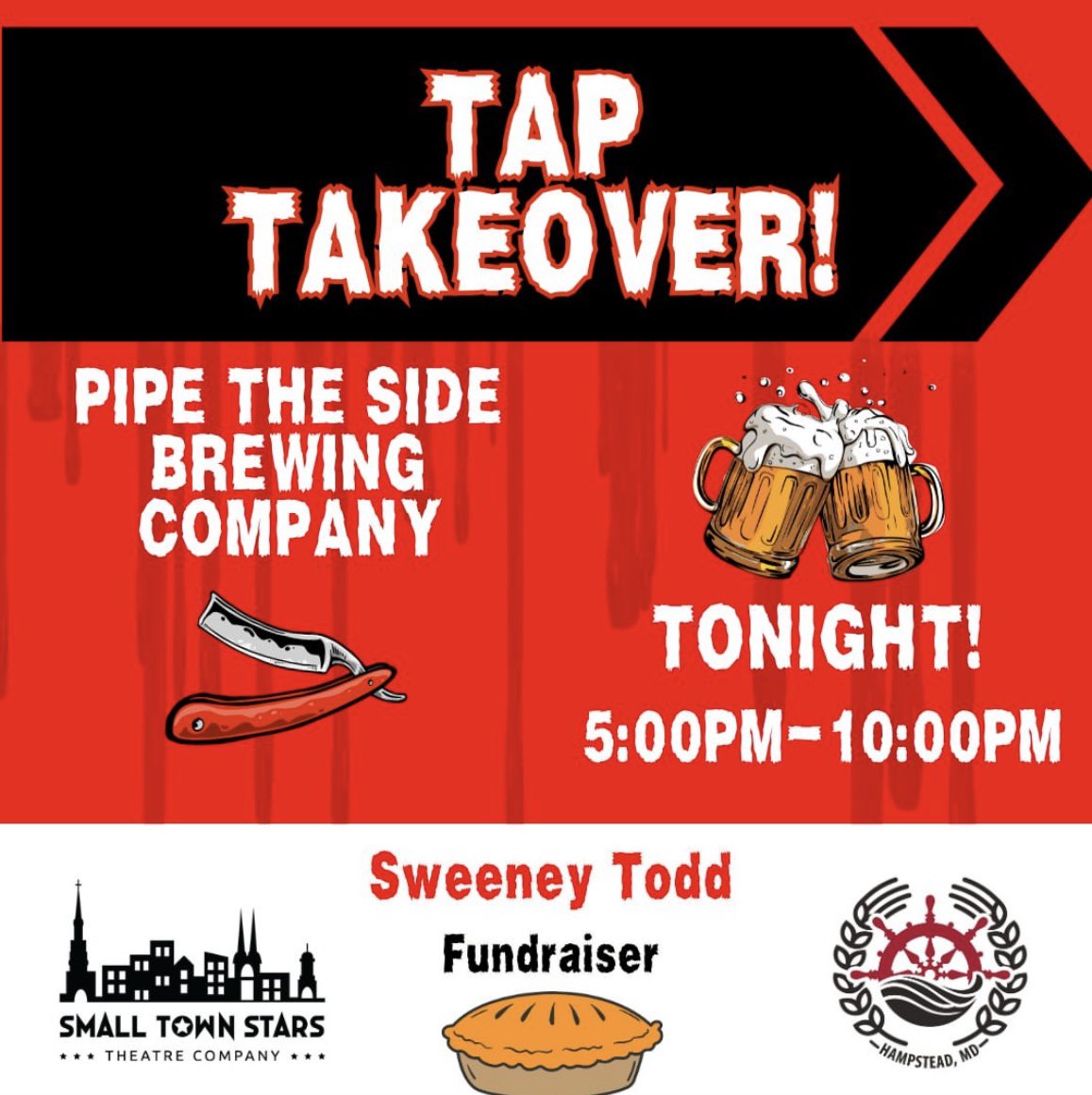 sts_theatre's tweet photo. Join us tonight at Pipe the Side Brewing Company for our Sweeney Todd fundraiser! #Musical #SweeneyTodd https://t.co/m0f4VCNoZP