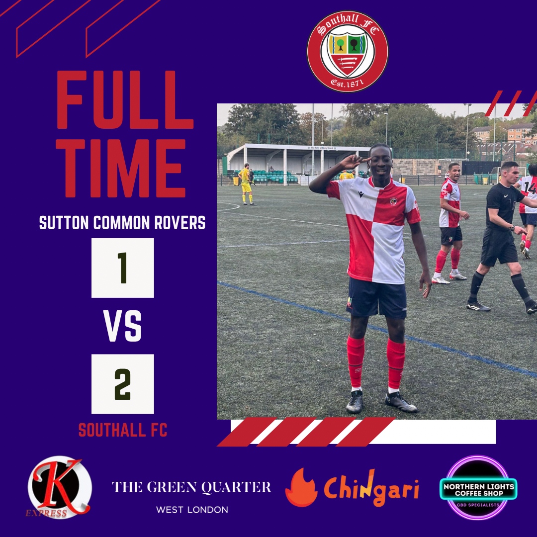 🔴🔵 FULL TIME 🔵🔴 Sutton Common Rovers 1 - 2 Southall FC A tough 3️⃣ points away from home! Thanks to two injury time goals. A lot of hard work to be done but we look to another midweek game coming up! 🔴🔵 UP THE ‘ALL 🔵🔴