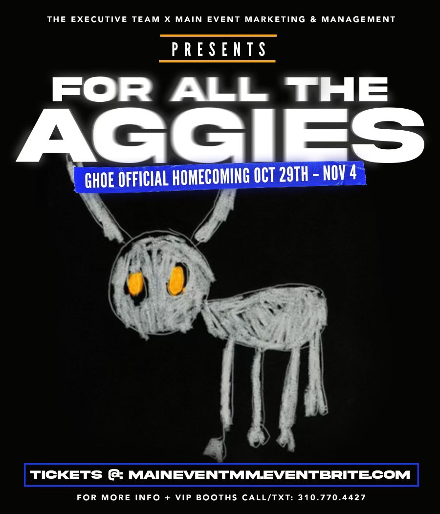 Executive_Team's tweet photo. FOR ALL THE AGGIES 

OFFICIAL GHOE HOMECOMING LINEUP

#GHOE #NCAT https://t.co/5hIu4xF9h5