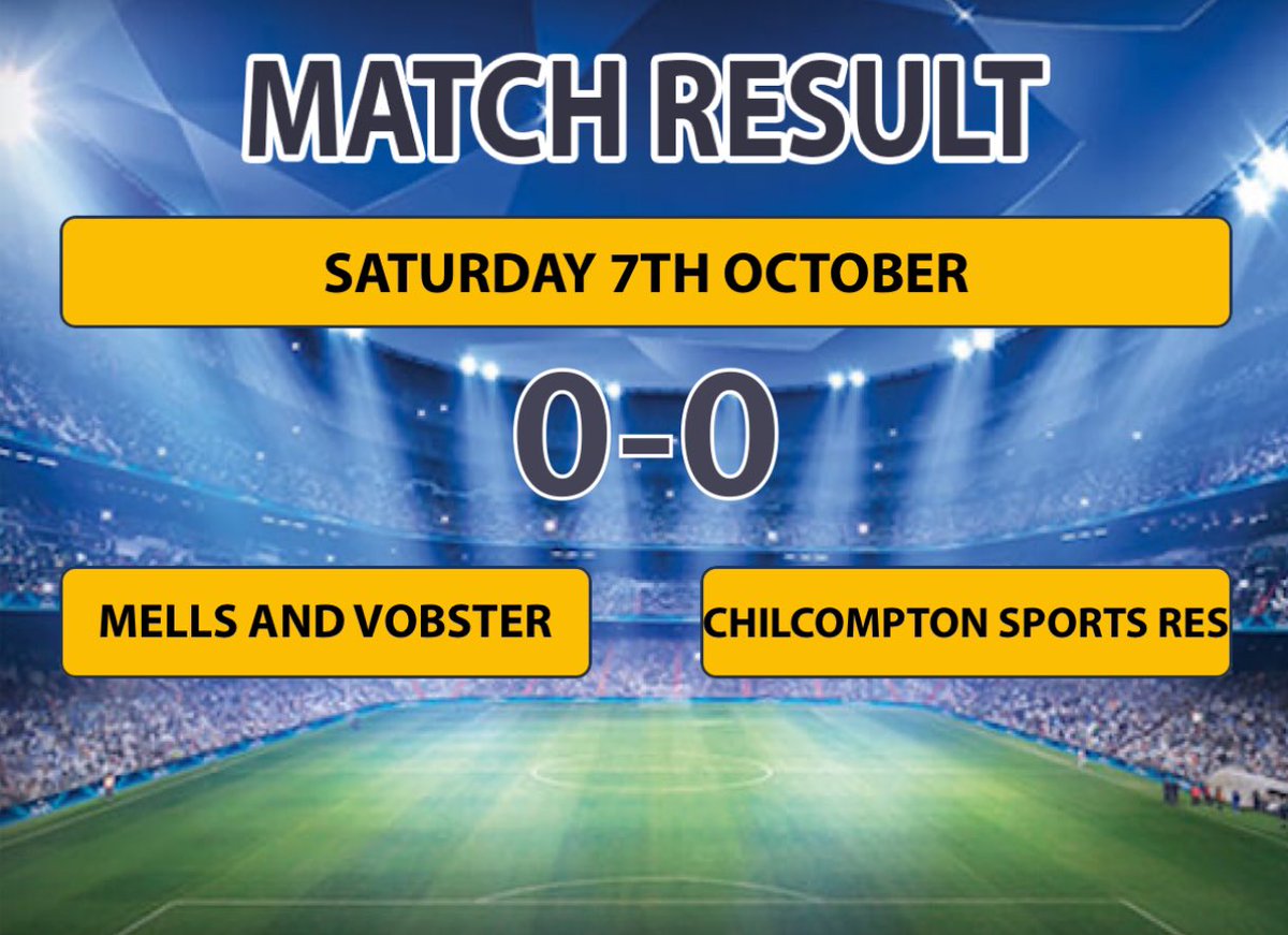 Mells & Vobster F.C (@mellsfc) on Twitter photo Unbeaten Saturday!
First team held 0-0 at home to <a href="/ChilliSports/">Chilcompton Sports</a> reserves
And the Reserves remain unbeaten, drawing 1-1 with unbeaten Glastonbury Reserves ⚽️🔴⚫️
Next week sees the first team start their <a href="/SomersetFA/">Somerset FA</a> junior cup campaign at home, with the reserves away #UpTheMells Unbeaten Saturday!
First team held 0-0 at home to <a href="/ChilliSports/">Chilcompton Sports</a> reserves
And the Reserves remain unbeaten, drawing 1-1 with unbeaten Glastonbury Reserves ⚽️🔴⚫️
Next week sees the first team start their <a href="/SomersetFA/">Somerset FA</a> junior cup campaign at home, with the reserves away #UpTheMells