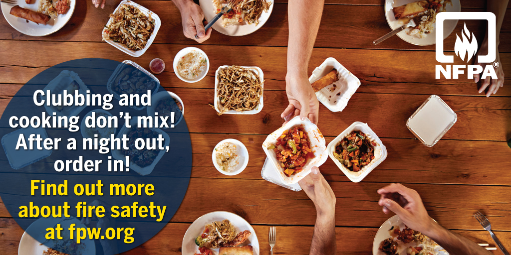 Thinking of going out tonight?  Be safe and have fun, but order in instead of cooking after getting home!
#FirePreventionWeek #FirePreventionWeek2023
#ufc3 #ufc3fire #NFPA