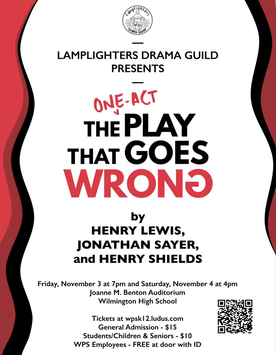 Tickets are now on sale for the WHS Lamplighters Guild production of The One Act Play That Goes Wrong at WHS on November 3 &amp; 4.  You don't want to miss this hilarious show!

Order your tickets now using the QR code on the attached flyer or this link: wpsk12.ludus.com