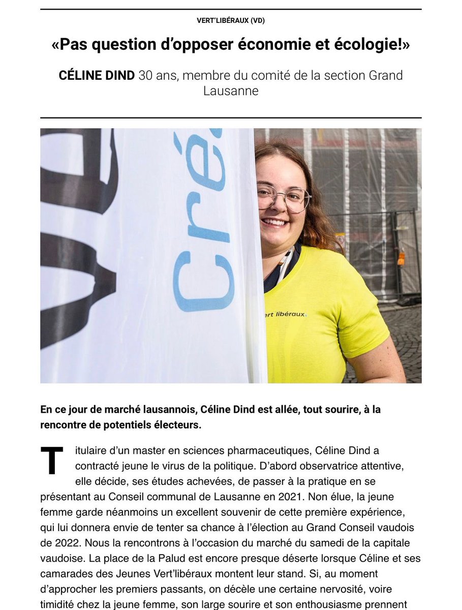 vertliberaux_GL's tweet photo. Un joli portrait d’une membre engagée de notre comité. Elle est également candidate au Conseil national le 22 octobre sur la liste des @jvl_VD ! #créatricedavenir https://t.co/LUkAJNdXTq