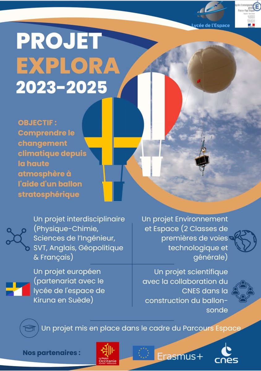 C'est avec enthousiasme que nos élèves du Parcours Espace ont présenté le Projet EXPLORA au <a href="/ClubGalaxie/">Club GALAXIE</a> ! Mixité des filières générales &amp;technologiques pour concevoir et construire ensemble un ballon stratosphérique avec  <a href="/CNES/">CNES</a> @HEMERIA1 <a href="/Occitanie/">Région Occitanie</a> ! 
<a href="/actoulouse/">Académie de Toulouse</a>
<a href="/HerveAmeziane/">Améziane Hervé</a>