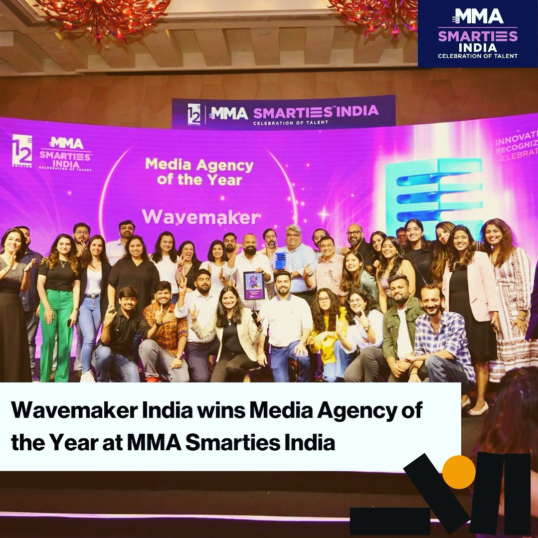 Extremely thrilled to add one more prestigious title to our list🥳 Winning ‘Media Agency of the Year’ for the 2nd consecutive year at MMA Smarties India is truly special 🏆🎖️ Congratulations to our client @MDLZ on winning ‘Advertiser of the year’ award @MMAglobal @ajaygupte