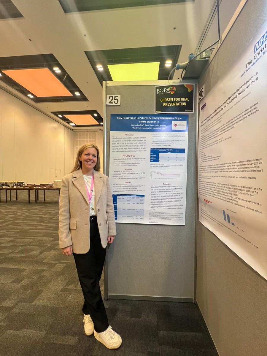 CMV reactivation beyond 100days, it happens despite Letermovir ppx. A research project with my colleagues <a href="/TheChristieNHS/">The Christie NHS</a> - we need to better risk stratify pts beyond d100, I will be collaborating with UK centres + BMT p’cist group to get +data to make recommendations #BOPA2023