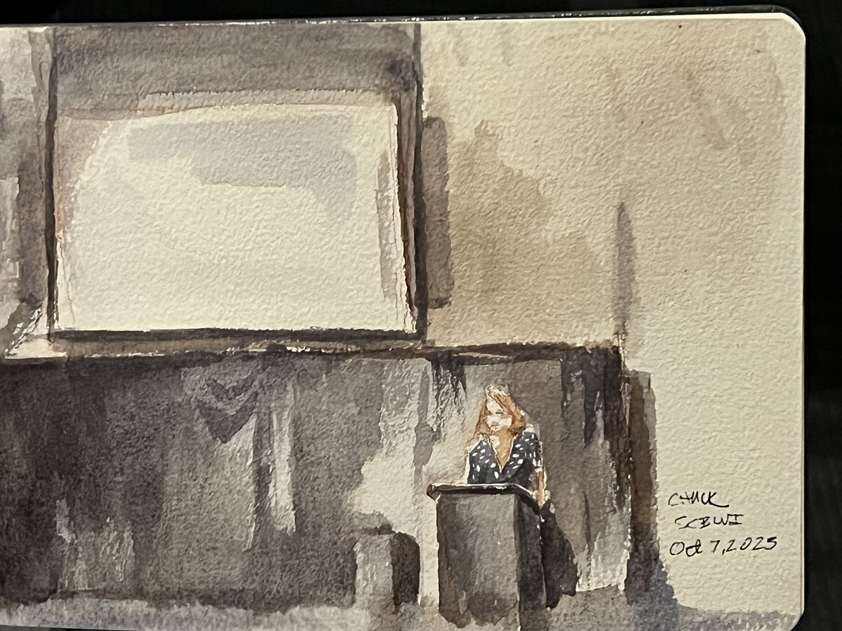 chuck_grieb's tweet photo. Sketching at the SoCal SCBWI conference. #watrrcolor #sketchbook #socalscbwi #scbwi #theperfectsketchbook https://t.co/B50zNZxqKY