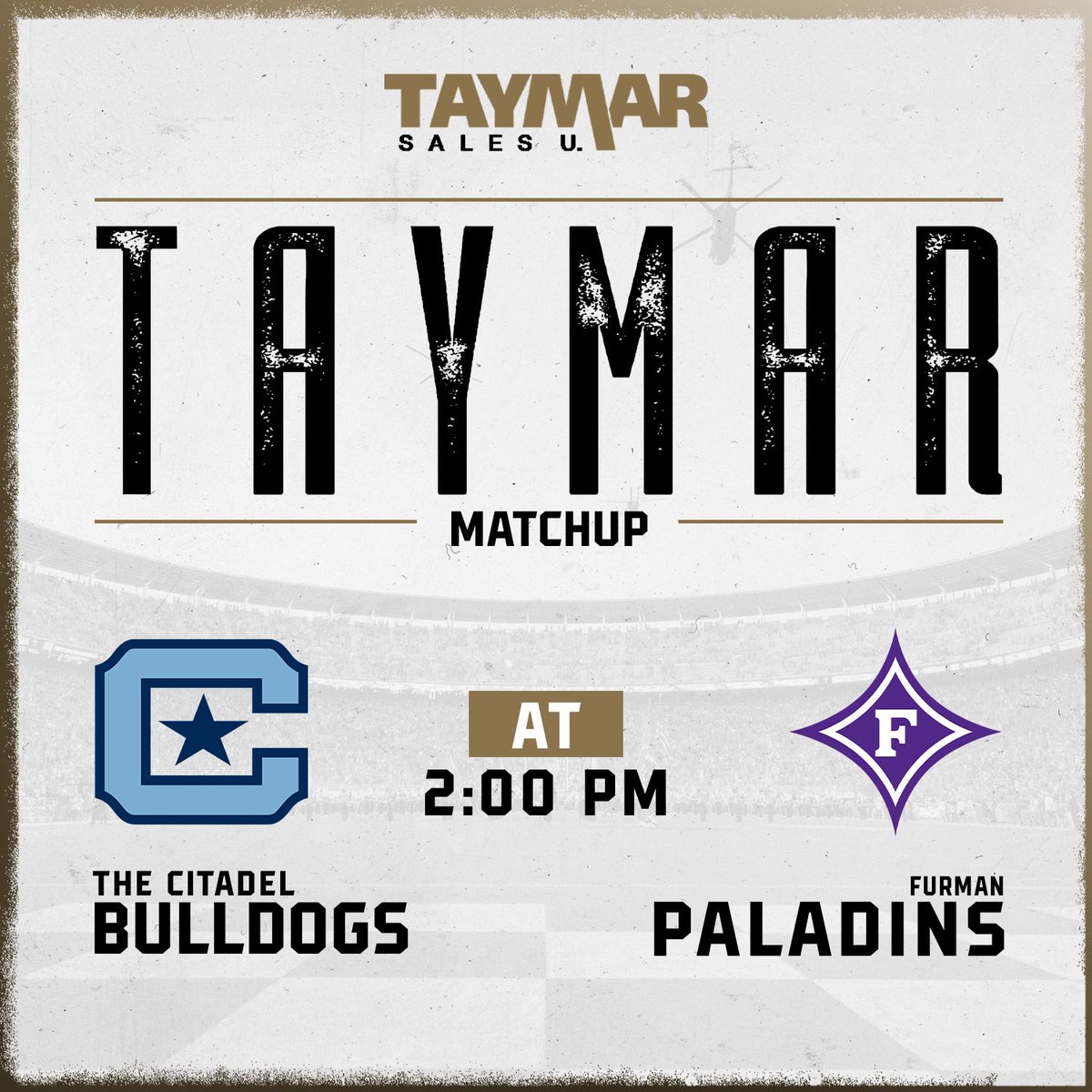 Taymarsalesu's tweet photo. We have ✌️#TaymarMatchups this week! Our team at The @CitadelSports are traveling to Greenville to take on the @FurmanPaladins while @NIUAthletics is visiting our friends @AkronZips! #IHopeEveryoneHasFun https://t.co/5lkfJQpiww