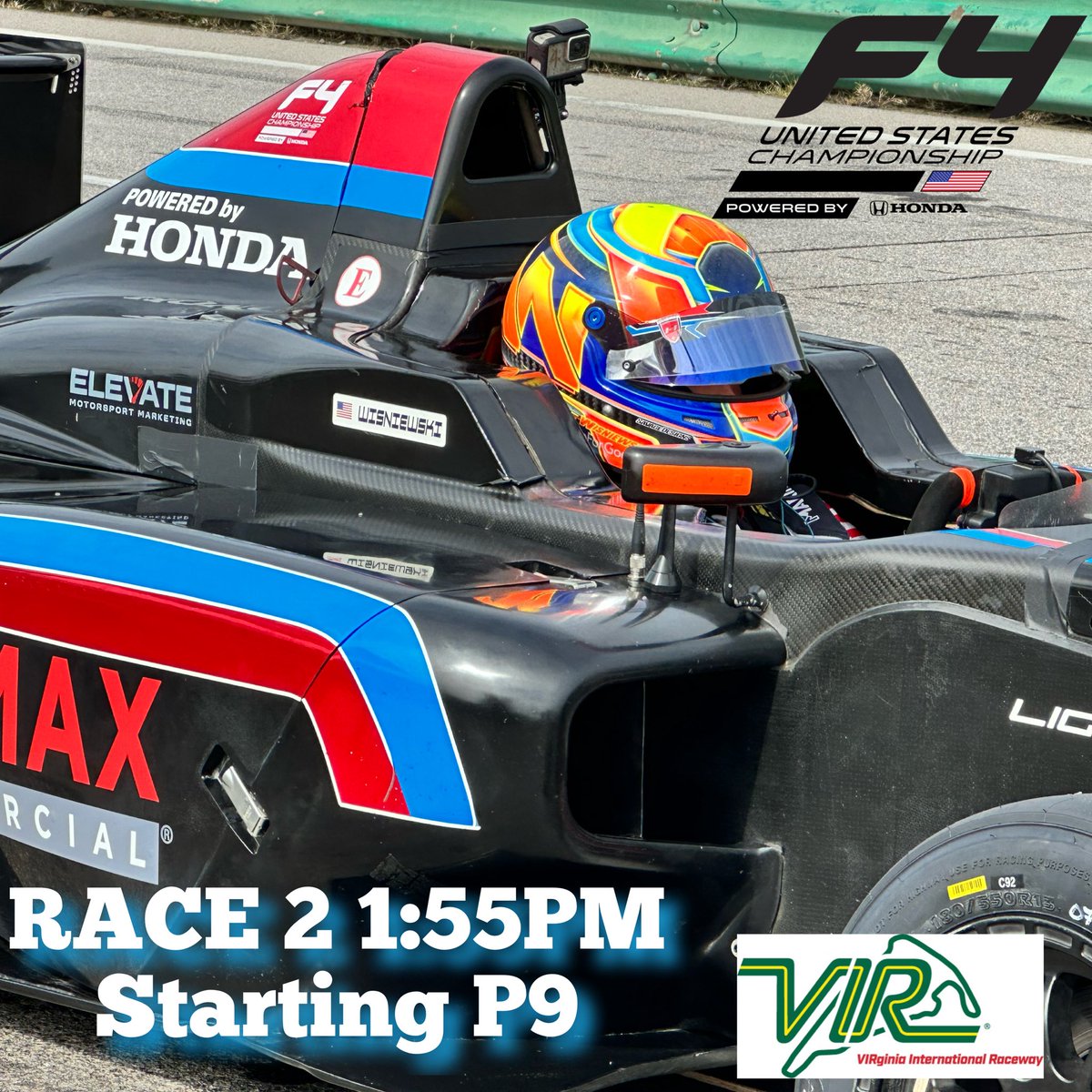Looking forward to Race 2 at <a href="/VIRNow/">VIRginia International Raceway</a>  with Formula 4 #f4uschampionship #racecar