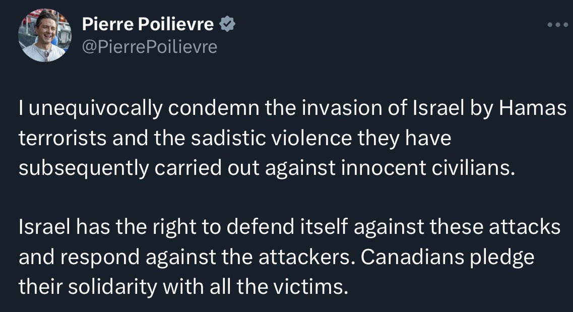 DavideMastracci's tweet photo. The leaders of all 4 of Canada’s major federal parties have condemned Palestinian resistance to their occupier.

There is really only one Canadian political party when it comes to Palestine, and the only debate it has is whether to watch Palestinians be killed or take part in it. https://t.co/YOl3ZXLLCv