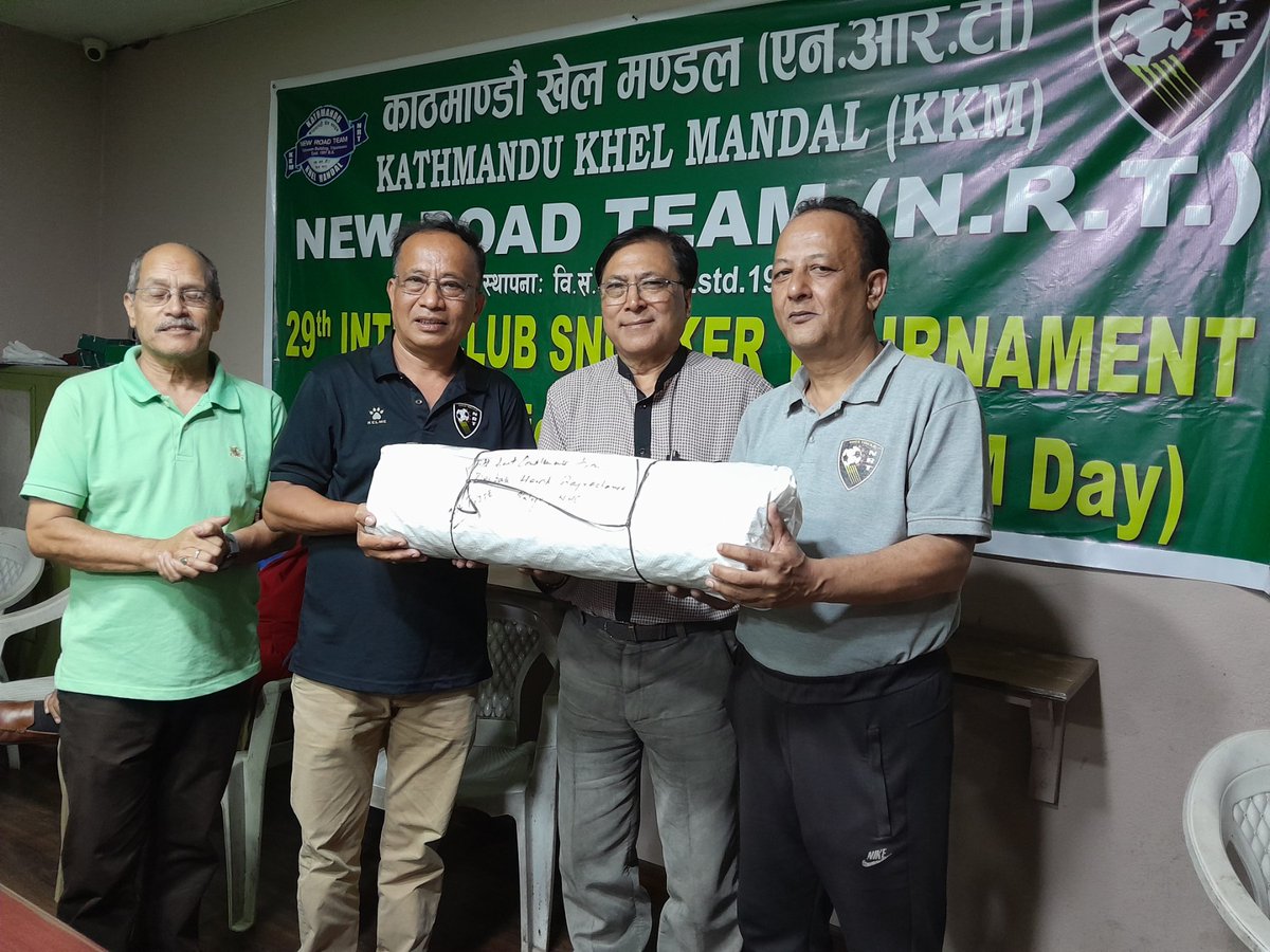 NewRoadTeam's tweet photo. Congratulations Mr. Raju Khadka-cheetri for winning the 29th Inter Club Snooker championship organized in the occasion of 89th NRT-KKM Day. With this, he has won the championship for the third time in a row, giving him a personal record of seven trophies. https://t.co/Pdn0qzn1uz