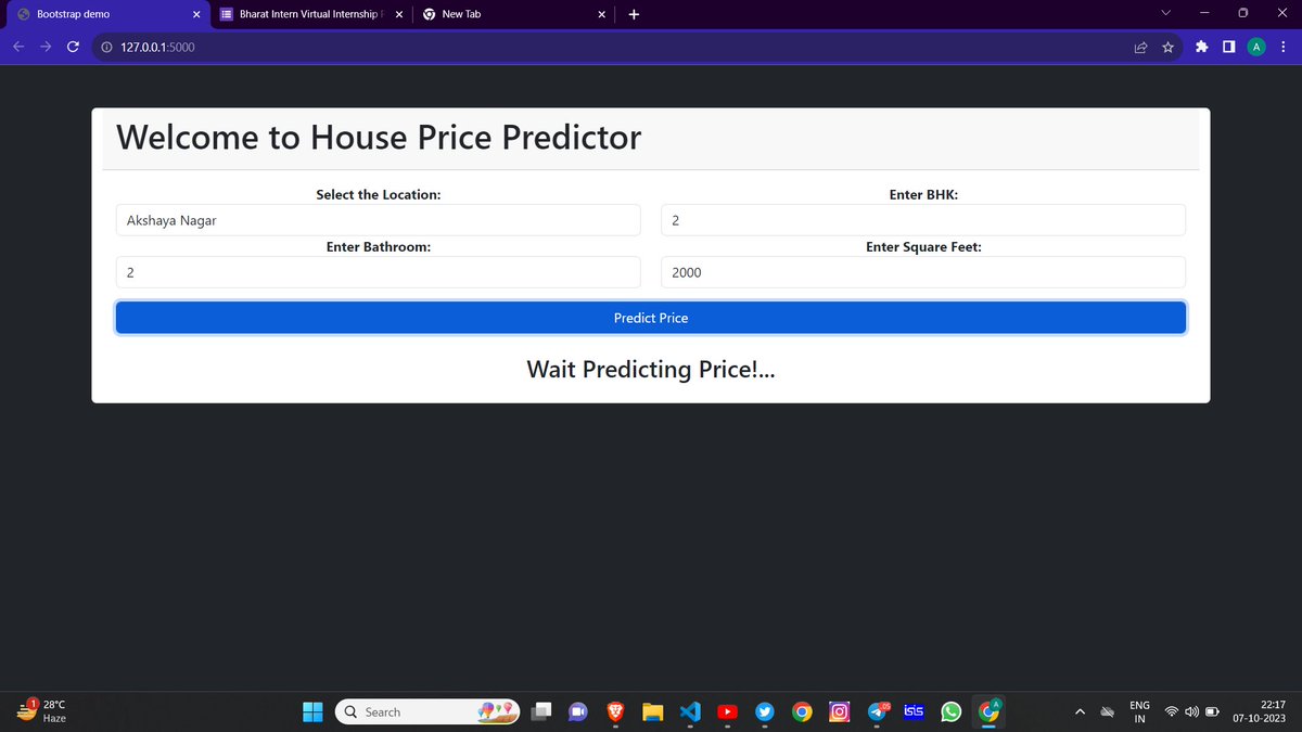 Adarsh_36's tweet photo. <#day222> of #365DaysOfML
โญ Build a project House price prediction
โญ Project code - https://t.co/2EIUCIaQtH
#100DaysOfCode #365DaysOfCode #python #Code #DSA #javaprogramming #MachineLearning https://t.co/FtBEDExrui