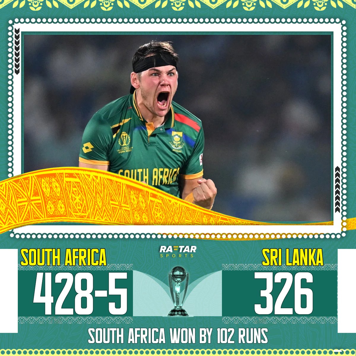 ODI World Cup 2023, South Africa defeated Sri Lanka by 102 runs in the highest scoring match (754 runs) in the history of World Cup.
#SlvsSA #SavsSL #Odiworldcup2023 #Odiworldcup #IndvsAus #PakvsSL #PakvsInd
