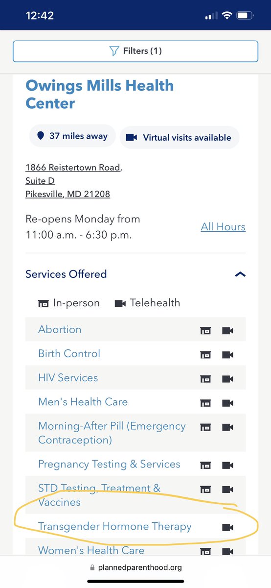 dem_nomo's tweet photo. @againstgrmrs @PPFA All 10 of the Planned Parenthoods in the DC metropolitan area allows for trans hormone therapy over videochat. No visit required. Easy access. In fact they don’t even offer in person visits except at one location. Can we say “cha-Ching”💰 https://t.co/CmdvBOZe8I