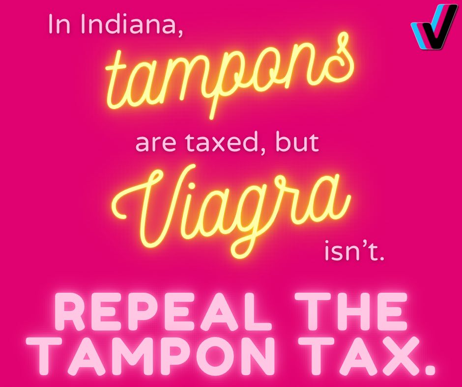It's long past time to recognize period products as the essential items they are, and repeal the tampon tax. Join us at the #IndianaStatehouse on #PeriodActionDay on Wednesday October 18 from 11-2 to rally for period equity! ✊ #periodequity #periodpoverty #axethetax