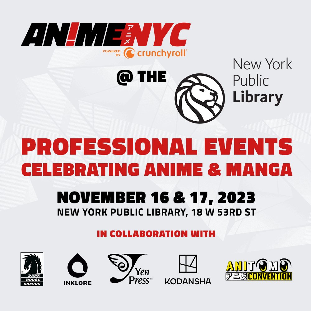 animenyc's tweet photo. Anime NYC &amp; NYPL are joining forces! 📚

We’re teaming up with the prestigious @nypl’s 53rd Street Branch as we turn the library into a hub for anime and manga professionals! 

Reservations are required, and space is limited.

🍎 SECURE YOUR SPOT HERE: https://t.co/xEnAvGhzt7 https://t.co/iKuon9Jucg