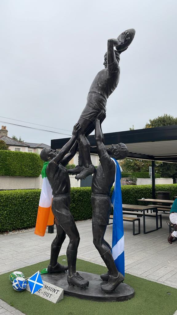 BritEmbDublin's tweet photo. We’re at the @SandymountHotel beside the @AVIVAStadium for our #RWC23 #IRLvSCO ☘️ 🏴󠁧󠁢󠁳󠁣󠁴󠁿watch party.

@maireadcleary7 from @VirginMediaNews came along to get Ambassador @PJohnstonFCDO’s pre match predictions ahead of kick off. 🏉 https://t.co/uXUuUjHASm