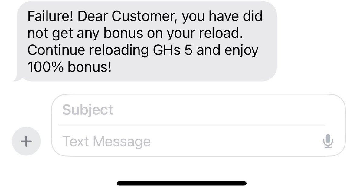 _dkwasi's tweet photo. @VodafoneGhana everything be okay today? What’s up with the “you have did not…”? The English no dey balance https://t.co/q8jAnQ11ho