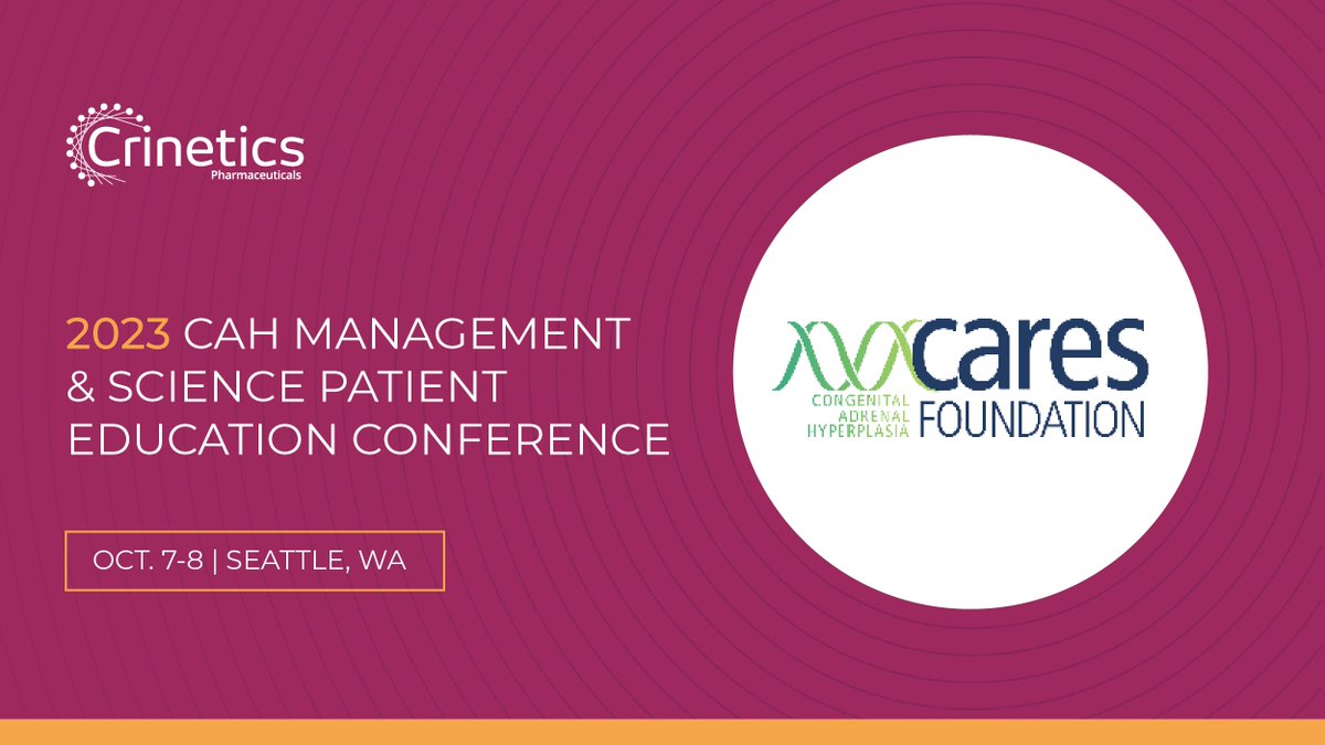 Crinetics's tweet photo. We are excited to join the @caresfoundation for the 2023 CAH Management & Science Patient Education Conference.
https://t.co/UzUNHQEtzh
#crinetics #CAH #CongenitalAdrenalHyperplasia https://t.co/8d6NaQ2er1