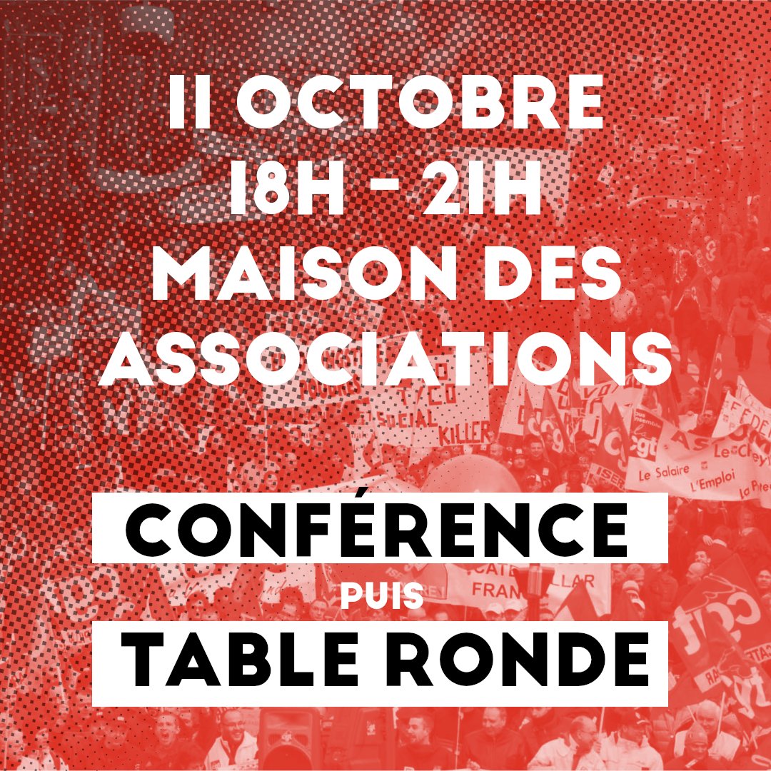 GrenobleUcl's tweet photo. La réunion publique sur le mouvement des retraites, avec une analyse communiste libertaire et des débats avec des syndicalistes, aura lieu mercredi !

🔴 Mercredi 11 octobre 
⚫ À partir de 18h 
📍Maison des associations de Grenoble (6 rue Berthe de Boissieux)

✊✊✊✊✊✊✊ https://t.co/chdUkGgZDL
