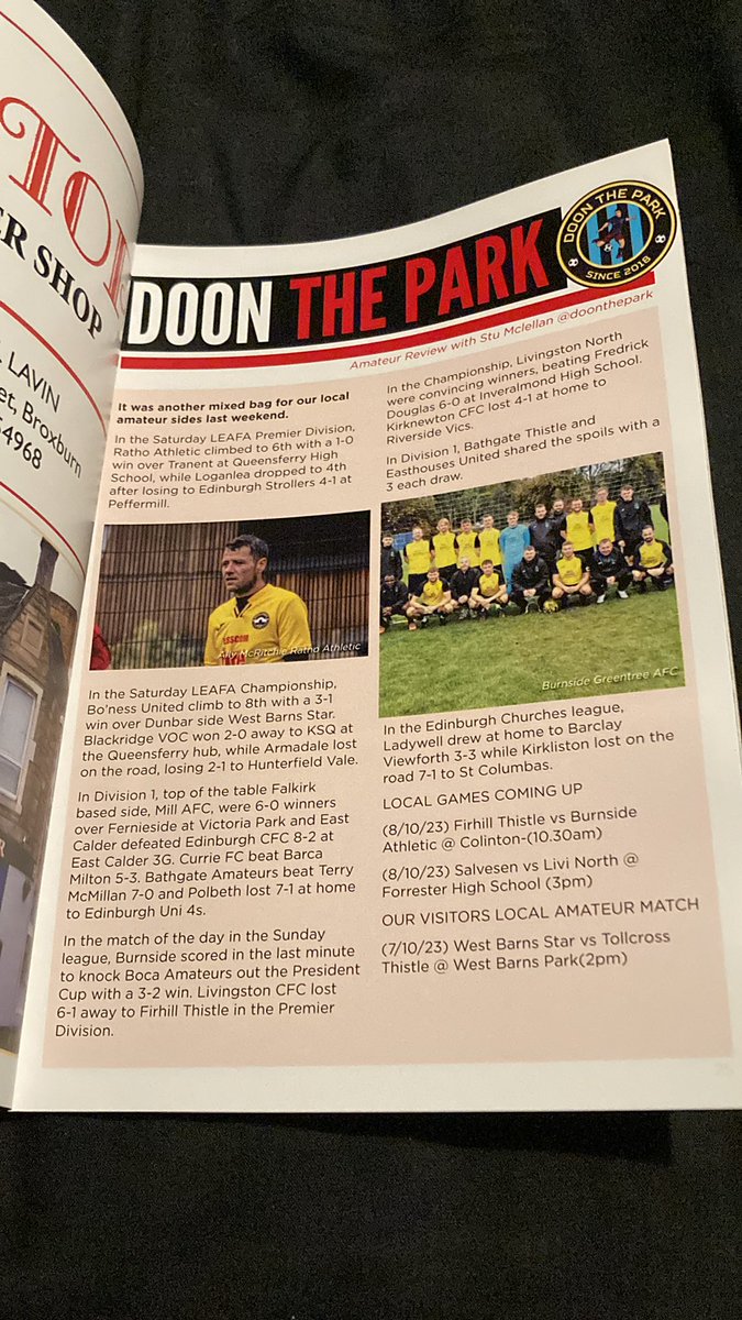 East Fife Groundhopper (@efphotos_1903) on Twitter photo Class programme from <a href="/BroxburnAthFC/">Broxburn Athletic FC</a> hopefully get back for a game soon lovely place and a cracking Steak, Haggis and Peppercorn Sauce pie one of, if not the best pie Iβve ever had. Also great to have a local amateur review done by <a href="/DoonThePark/">#DoonThePark</a> would love to see more clubs do this Class programme from <a href="/BroxburnAthFC/">Broxburn Athletic FC</a> hopefully get back for a game soon lovely place and a cracking Steak, Haggis and Peppercorn Sauce pie one of, if not the best pie Iβve ever had. Also great to have a local amateur review done by <a href="/DoonThePark/">#DoonThePark</a> would love to see more clubs do this