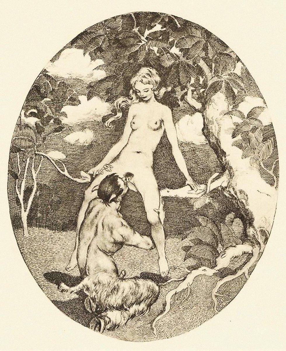 oscillate23's tweet photo. The Kiss of Pan

Pan's Piping
Hush now, O wooded hill of the Dryads!
Hush your leaping Down from the rocks,
ye fountains! Hush, myriad-bleating ewes!
For along his reeden pipe
now Pan Himself is sweeping His supple lip
to waken the sweet cry of the Muse;
And with feet untired for https://t.co/a5SU74Ecdd